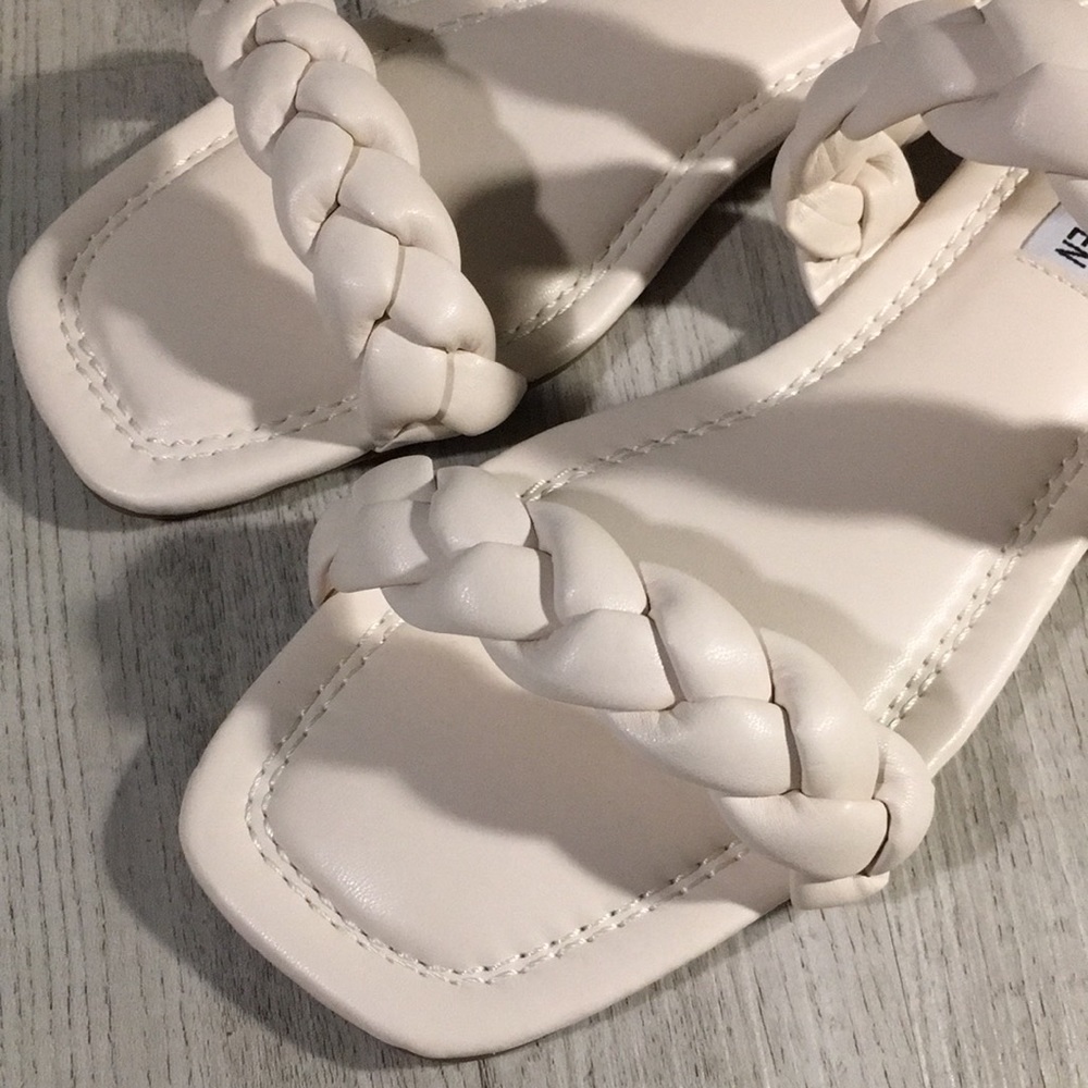 Steve Madden Ivory Bone Braided Flat Sandal,C - Picture 6 of 8